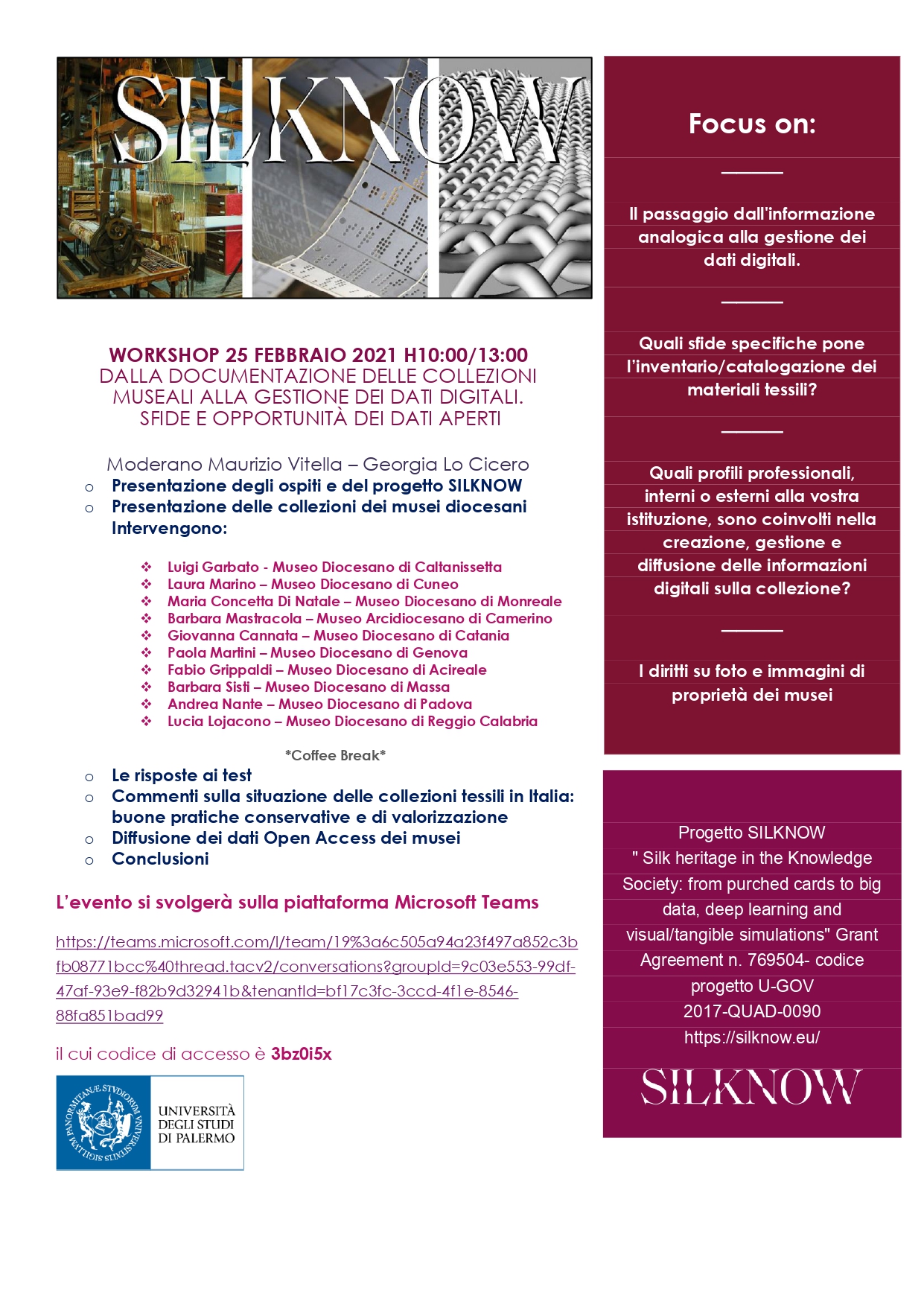 SilkNow Workshop 25 feb 2021