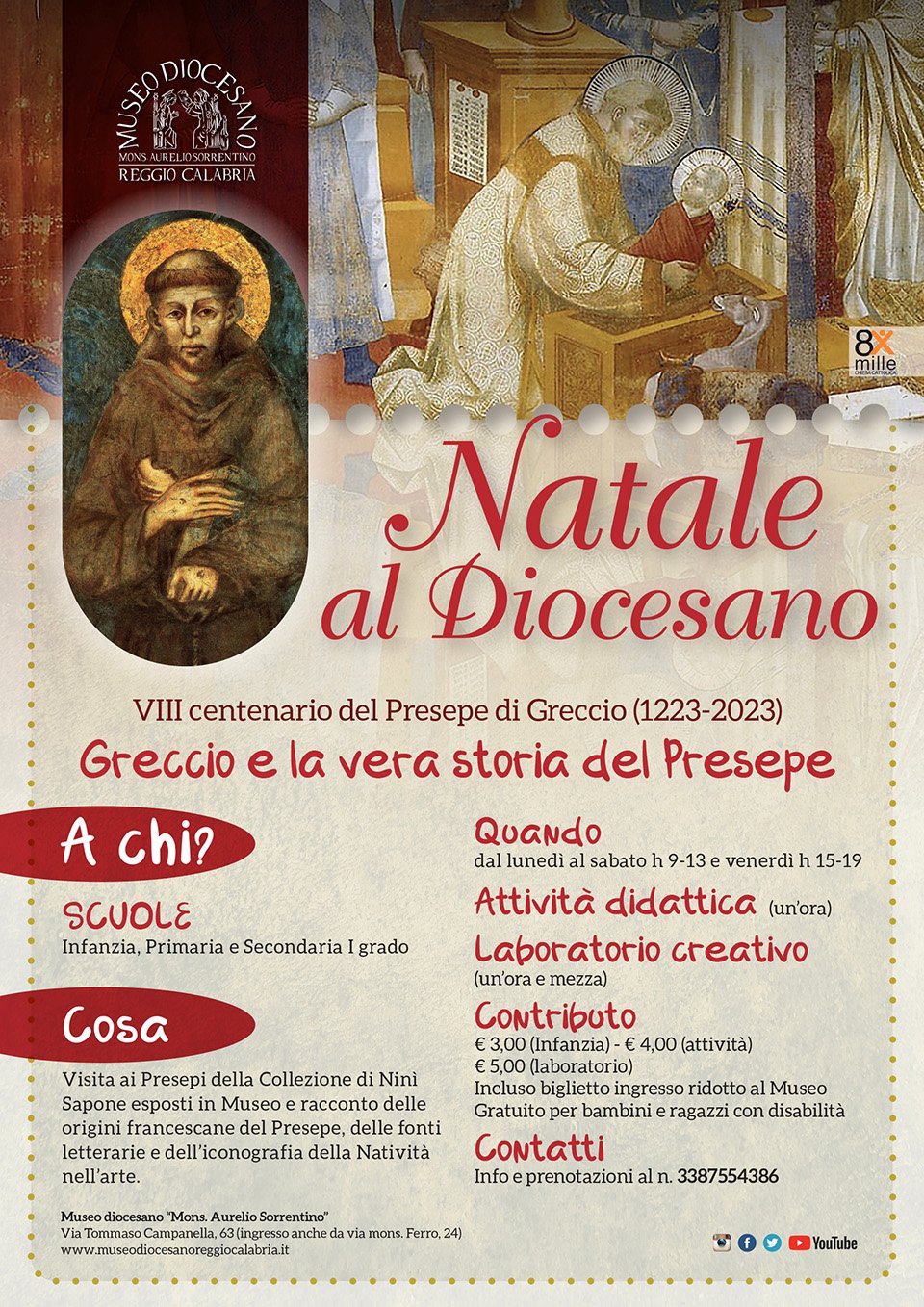 Natale 2023 al Museo diocesano di Reggio Calabria: Greccio e la vera storia del Presepe